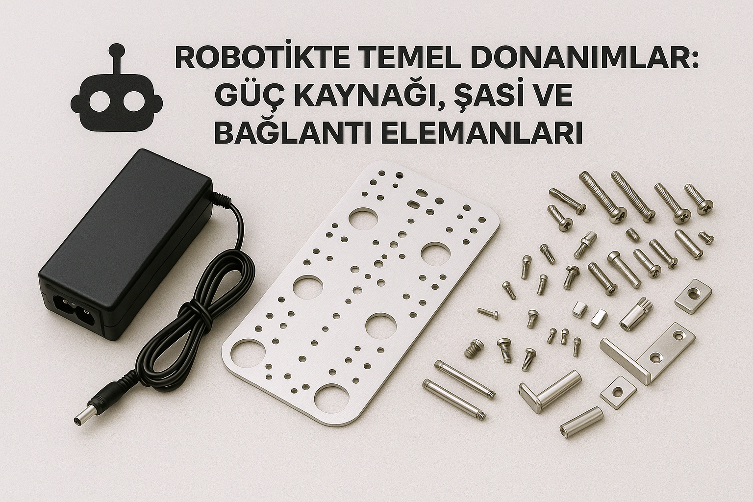 Robotik projede kullanılan güç kaynağı ve şasi bileşenleri
